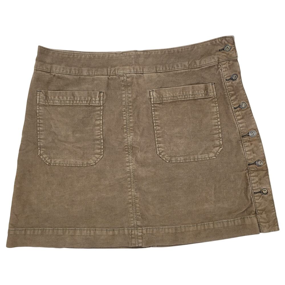 Free People Come A Little Closer Corduroy Mini Skirt 12 Brown Button Front 70s